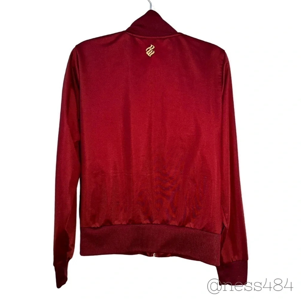Rocawear Women Track Jacket Burgundy Athletic Full Zip Embroidered‎ Logo Size XL